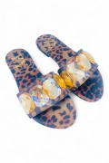 Kristal Taşlı Leopar Terlik