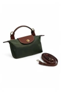 Mini Champ Womens Khaki Bag with Brown Handle and Strap - Nature Chic