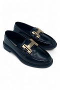 Rugan Gold Tokalı Siyah Kadın Günlük Loafer - Heritage Luxe