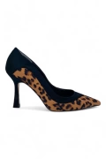 Siyah Leopar Desenli Kadın Stiletto - Wild leopard