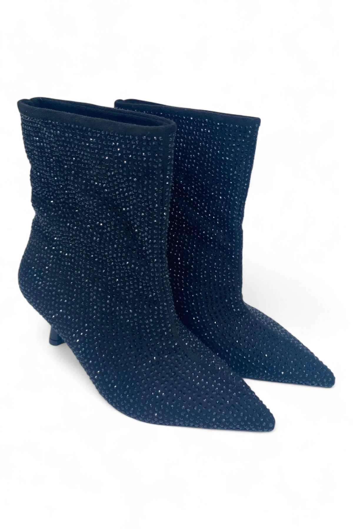 Nights Glow Stylish Womens Bootie Covered with Black Glittery Stones - Stellar Glow