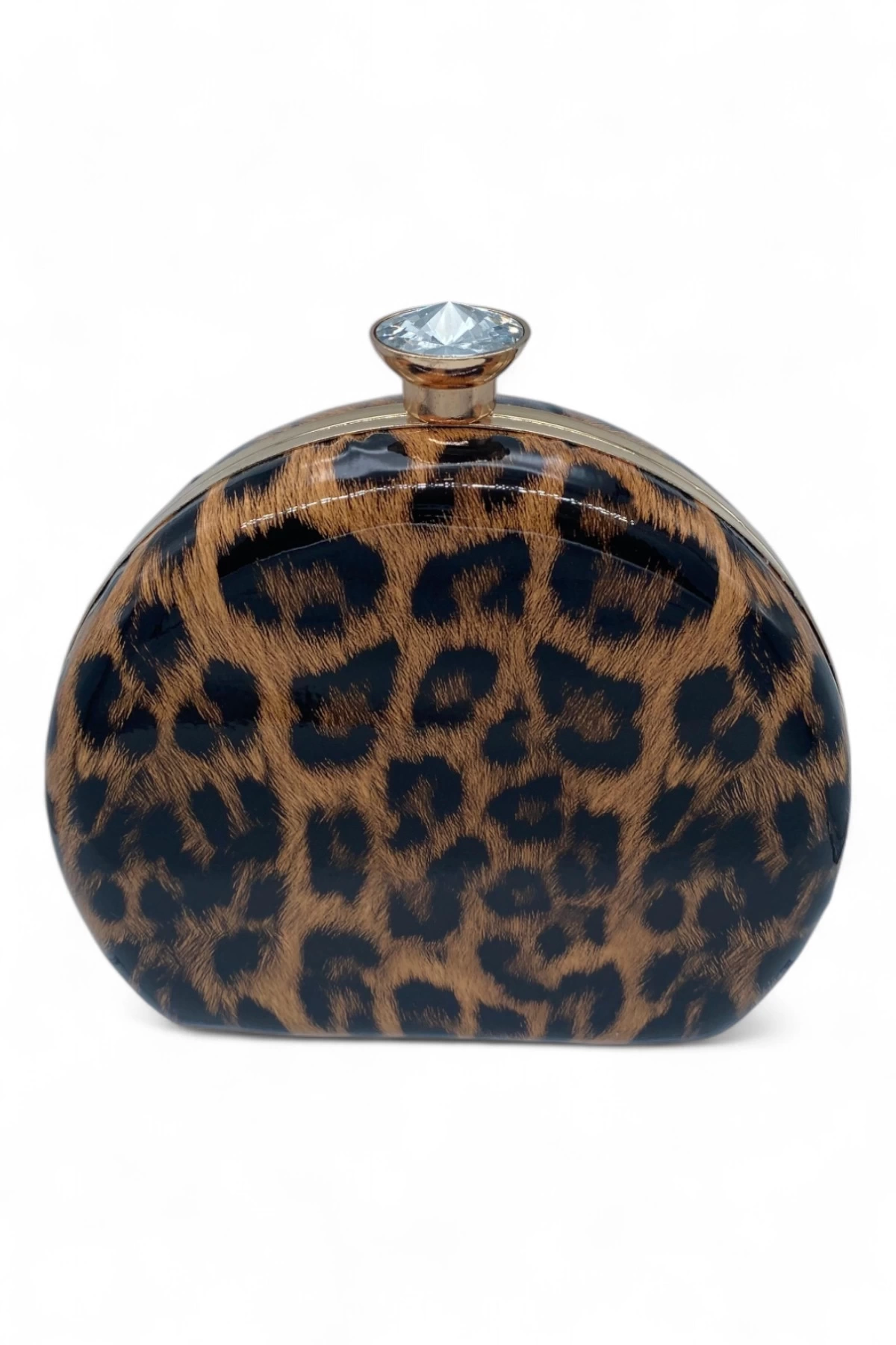 Leopar Desenli Taş Detaylı Kadın Clutch - Fierce Jewel