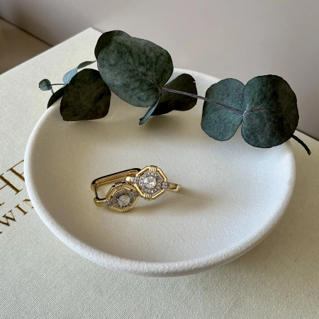 Taşlı Geometrik Desen Küpe