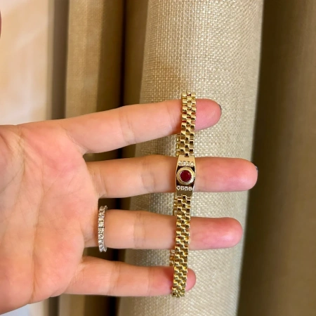 Bordo Taşlı Vintage VIP Bileklik