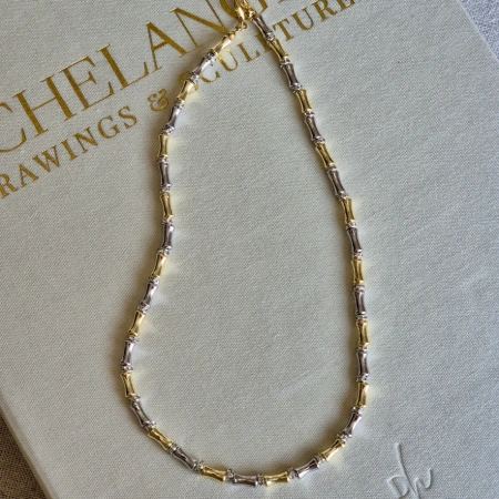 Gold-Silver İki Renkli Bambu Kolye