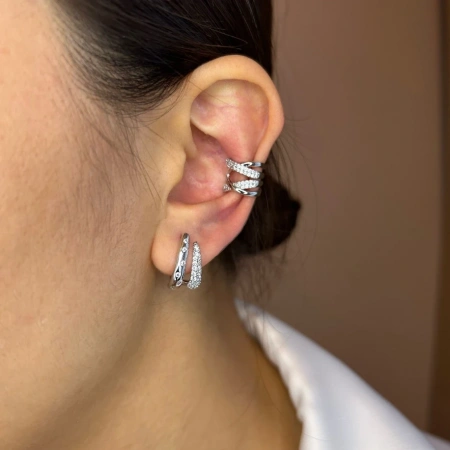 Sarmal Silver VIP Kıkırdak Küpe