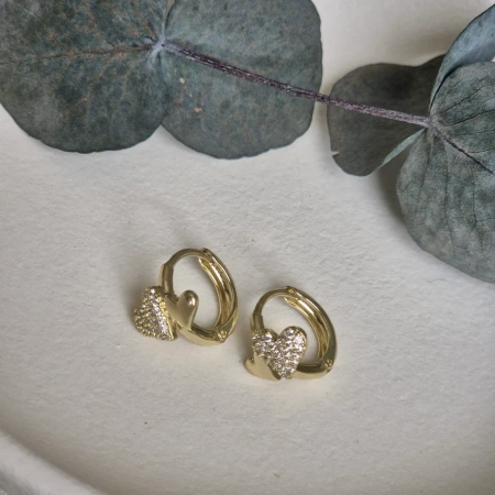 Xuping Çift Kalpli Mini Halka Küpe