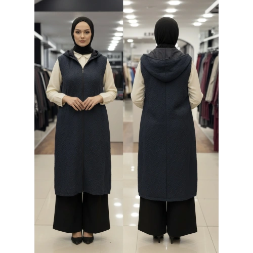 KAPŞONLU YELEK - Lacivert