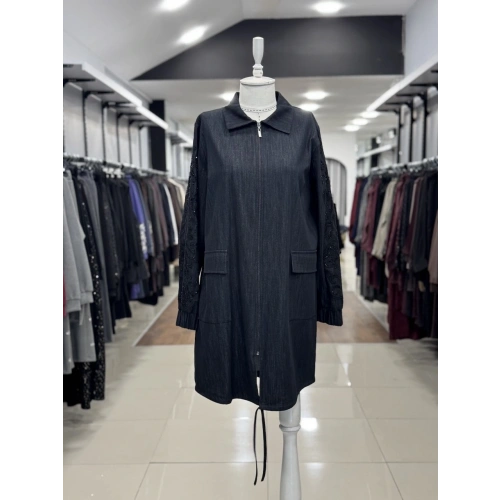 KOLLARI TAŞ VE BONCUKLU KAP - Siyah