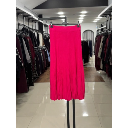 RİP ÖRGÜ PİLİSELİ RAYON ETEK - Pembe