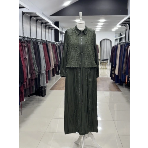 ÜSTÜ YELEKLİ ELBİSE - Haki