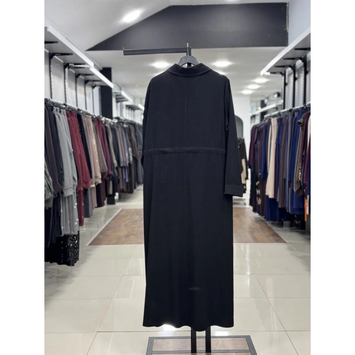 BELDEN KEMERLİ ELBİSE - Siyah