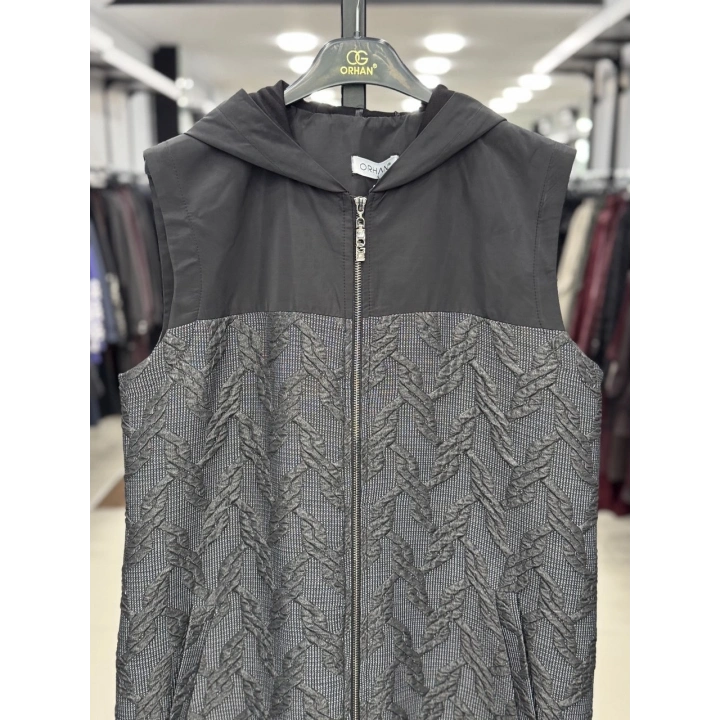 KAPŞONLU YELEK - Antrasit