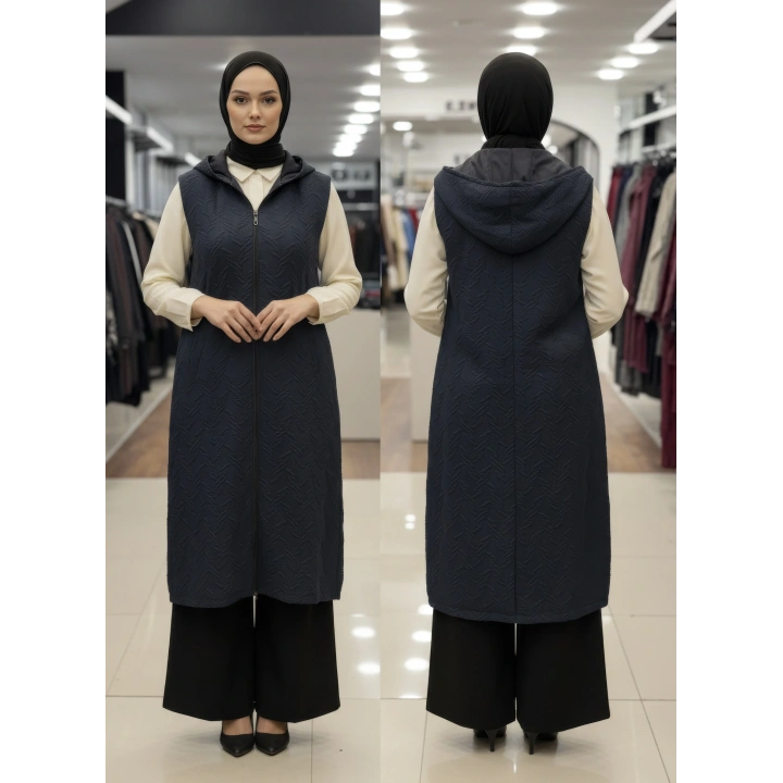 KAPŞONLU YELEK - Lacivert