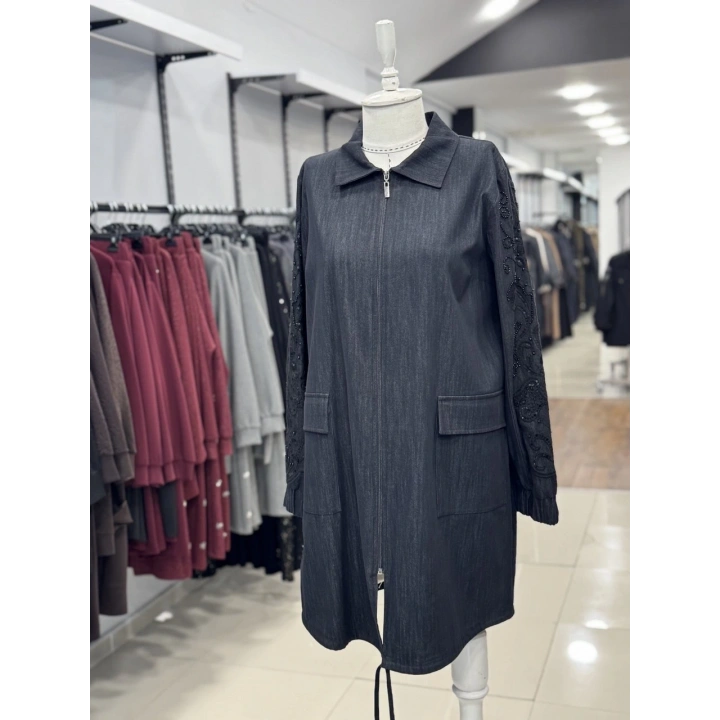 KOLLARI TAŞ VE BONCUKLU KAP - Siyah