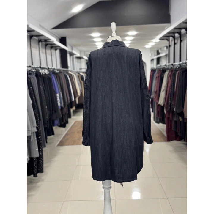 KOLLARI TAŞ VE BONCUKLU KAP - Siyah