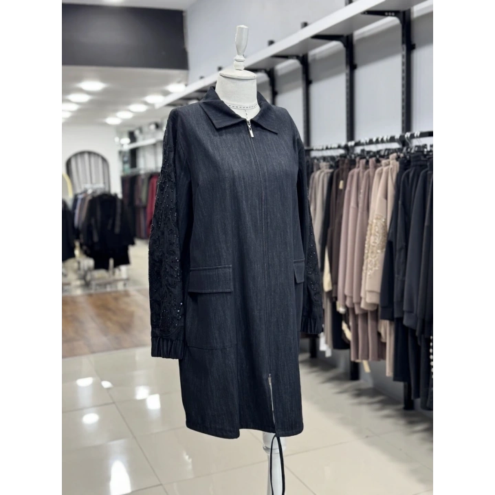 KOLLARI TAŞ VE BONCUKLU KAP - Siyah