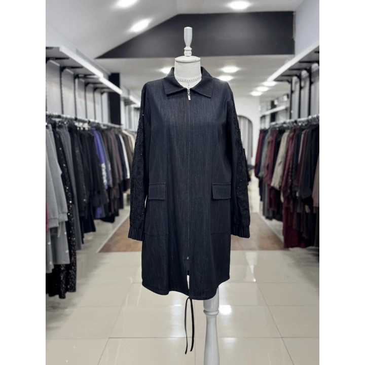 KOLLARI TAŞ VE BONCUKLU KAP - Siyah