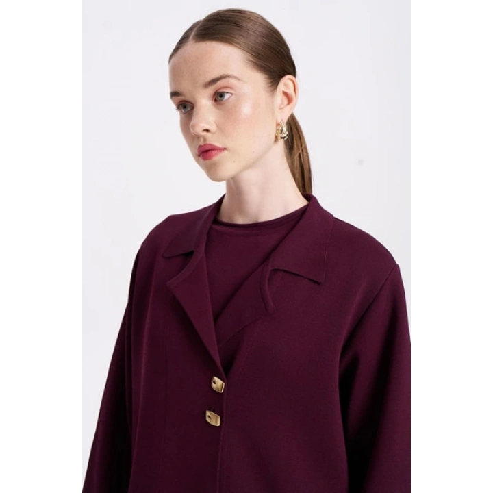 KOLLARI VE CEBİ DUBLE UZUN HIRKA - Bordo