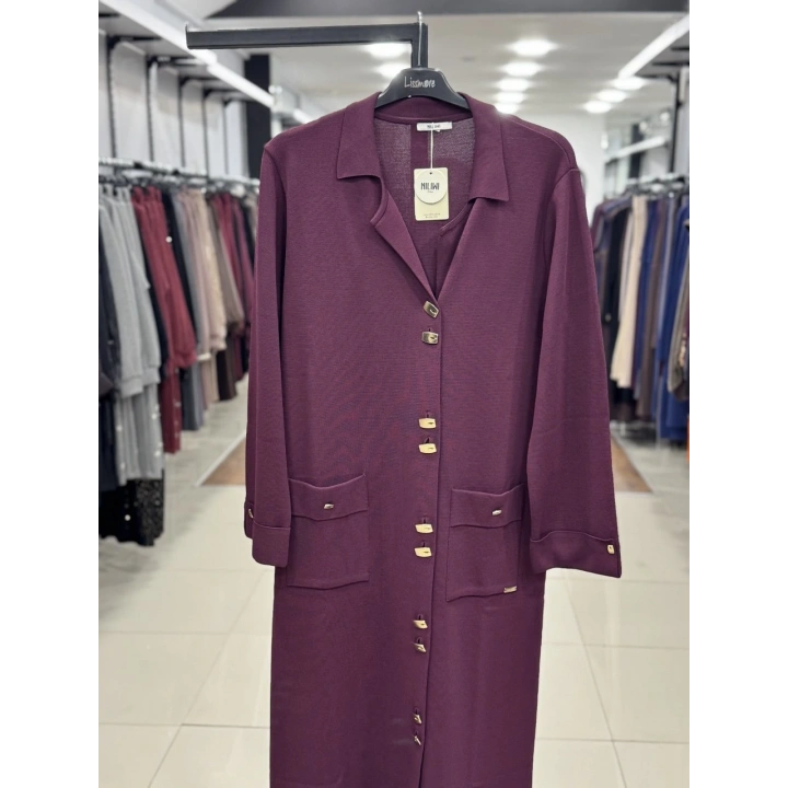 KOLLARI VE CEBİ DUBLE UZUN HIRKA - Bordo