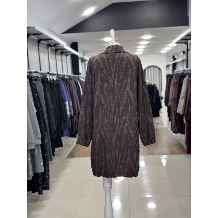 KUMAŞI KENDİNDEN DESENLİ KAP - Kahverengi