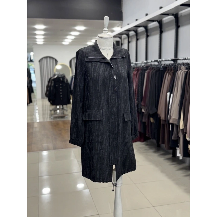 KUMAŞI KENDİNDEN DESENLİ KAP - Siyah