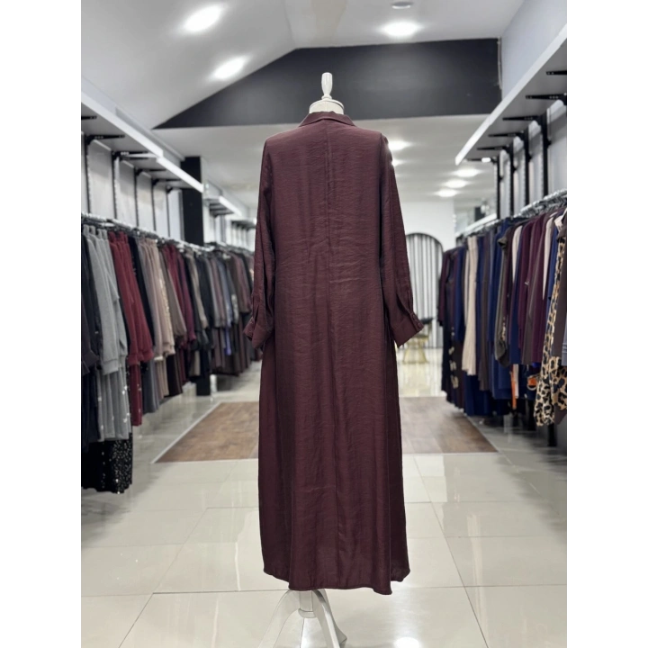 ÖNÜ BONCUK ÇİÇEK DESEN İŞLEMELİ ELBİSE - Bordo