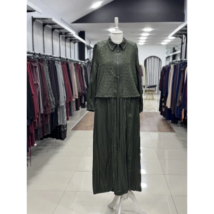 ÜSTÜ YELEKLİ ELBİSE - Haki