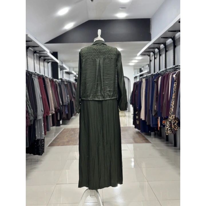 ÜSTÜ YELEKLİ ELBİSE - Haki