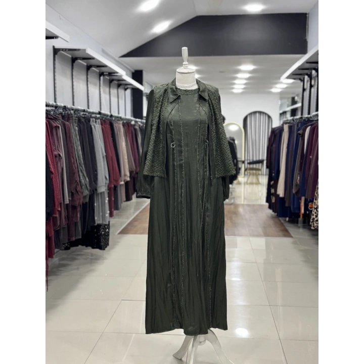 ÜSTÜ YELEKLİ ELBİSE - Haki