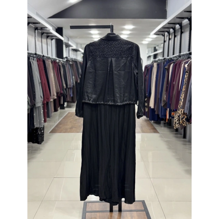 ÜSTÜ YELEKLİ ELBİSE - Siyah