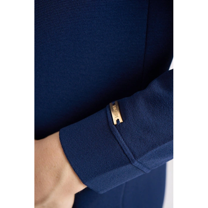 YAKASI SAÇ ÖRGÜLÜ YELEK - Lacivert