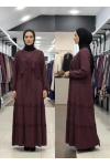 YELEK DETAYLI İKİLİ ELBİSE - Bordo