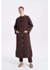 KOLLARI VE CEBİ DUBLE UZUN HIRKA - Kahverengi