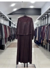 ÜSTÜ YELEKLİ ELBİSE - Bordo