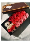 I Love You Yazılı Ayıcıklı Renkli Güllü Sweet Love Hediye Kutusu