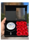 Istiridye Içinde Inci Kolyeli Kırmızı Gül Kutusu Sevgiliye Hediye