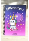 Konuşan Ajanda 17x24 Unicorn Tasarımlı Stickerlı Tarihsiz Haftalık Planlayıcı Defter