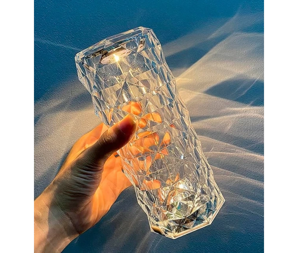 3D Elmas Kristal Şarjlı Dokunmatik Kumandalı Led Masa Lambası