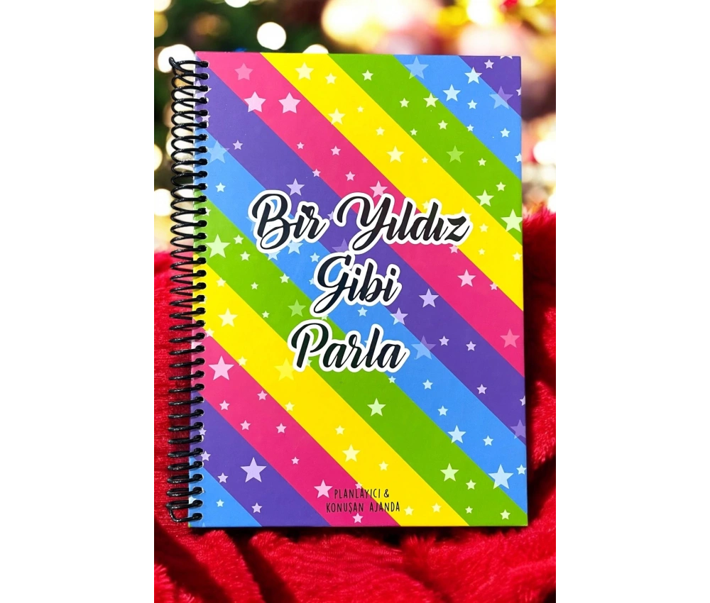 Konuşan Ajanda 17x24 Bir Yıldız Gibi Parla Stickerlı Tarihsiz Haftalık Planlayıcı