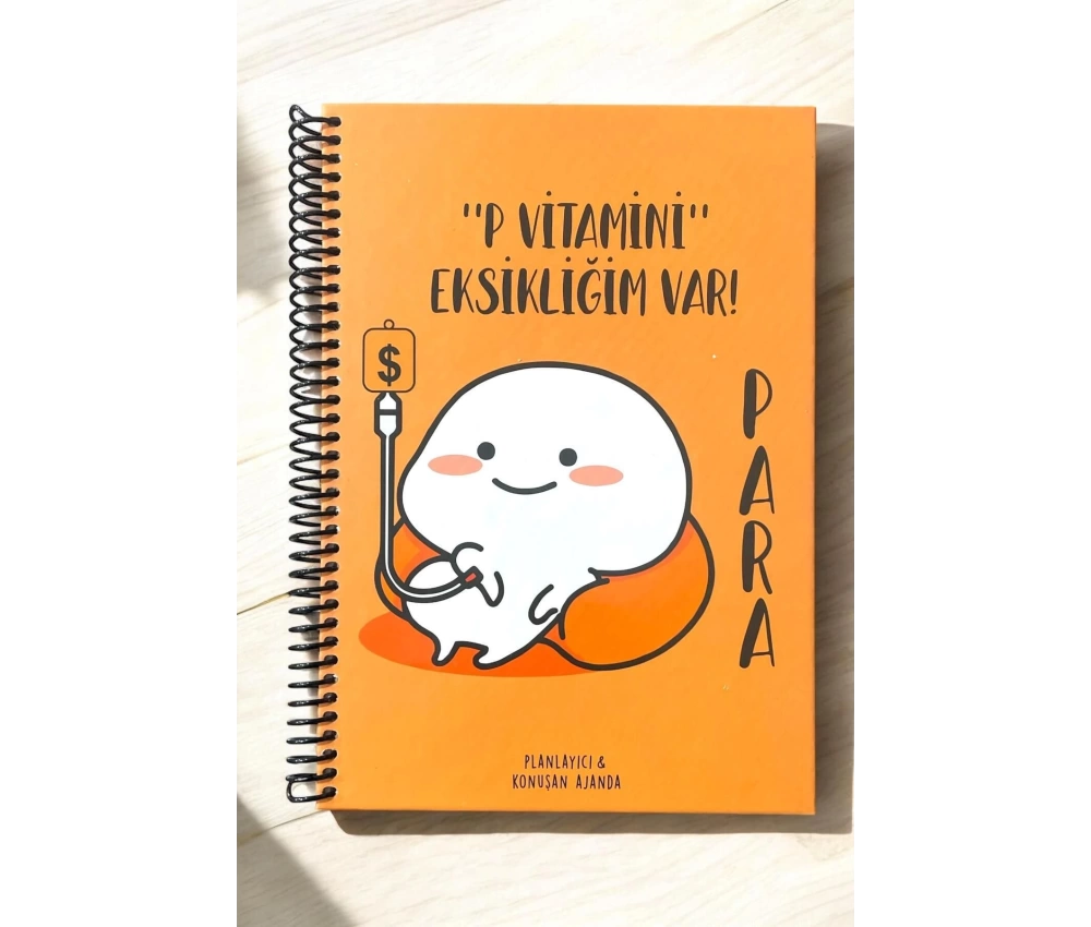 Konuşan Ajanda 17x24 P Vitamini Eksikliğim Var Stickerlı Tarihsiz Haftalık Planlayıcı
