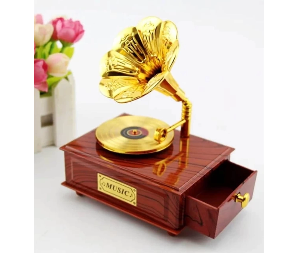 Nostaljik Gramofon Hareketli Müzik Kutusu