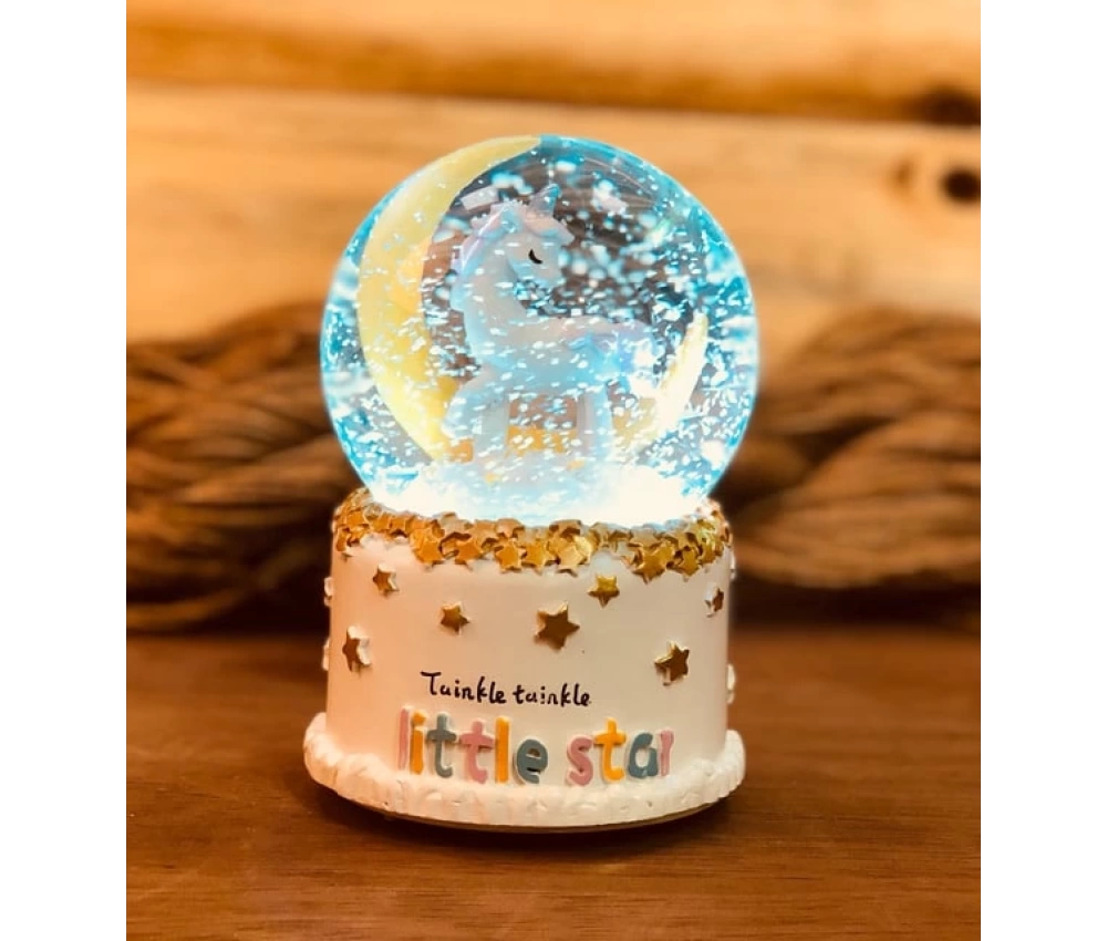 Uçan Unicorn Işıklı Gece Lambası Kar Küresi
