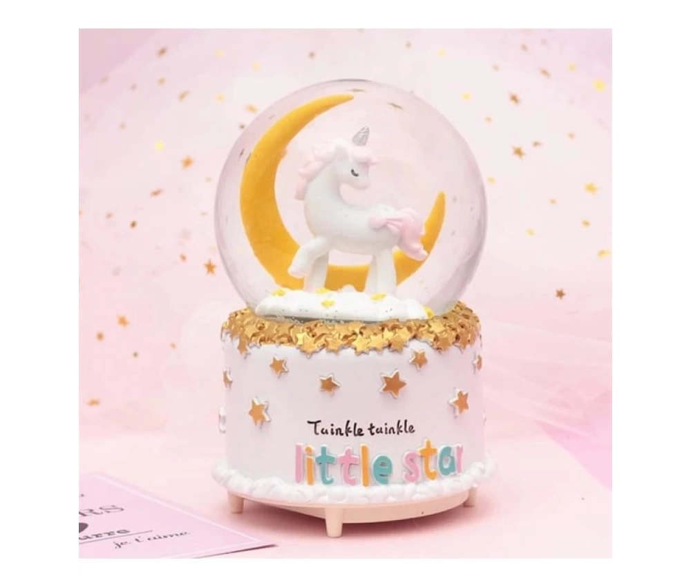 Uçan Unicorn Işıklı Gece Lambası Kar Küresi