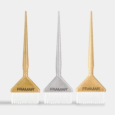 Framar Holi-Yay Big Daddy Extra Wide Paint Brush 3-Piece Set - Gold & Silver