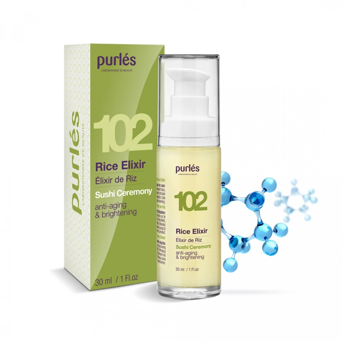 102 Purlés Rice Elixir Anti-Aging Aufhellendes Serum für alle Hauttypen 30 ml