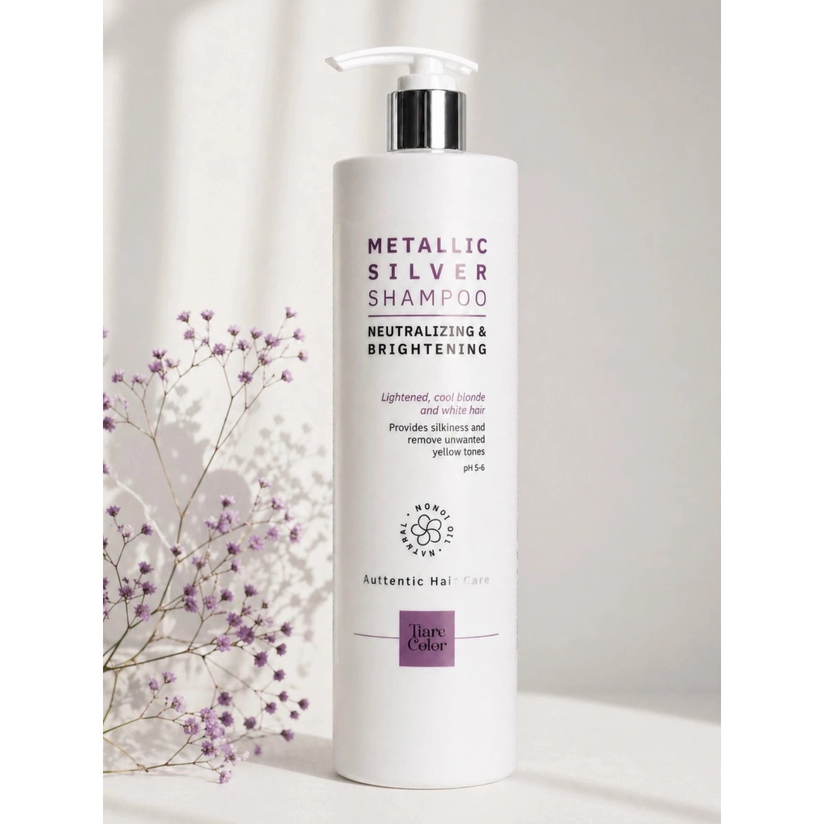 TiareColor Metallic Silver Platin Sarı, Beyaz, Gri Saçlar için Mor Şampuan 1000 ML