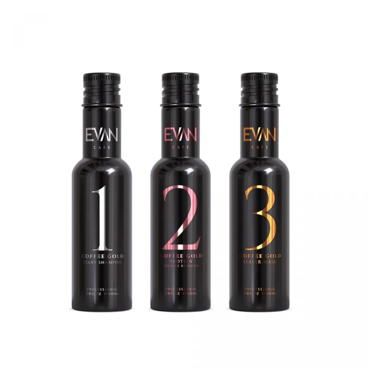 Coffee Gold Protein Mini Set 3* (Adım 1 Şampuan, Adım 2 Protein, Adım 3 Maske) 100 ml