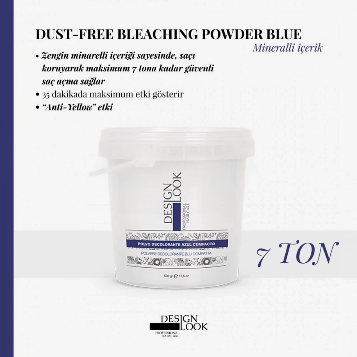 Designlook Deco Blue 7 Ton Mavi Anti Dore Saç Açıcı Toz 500 GR