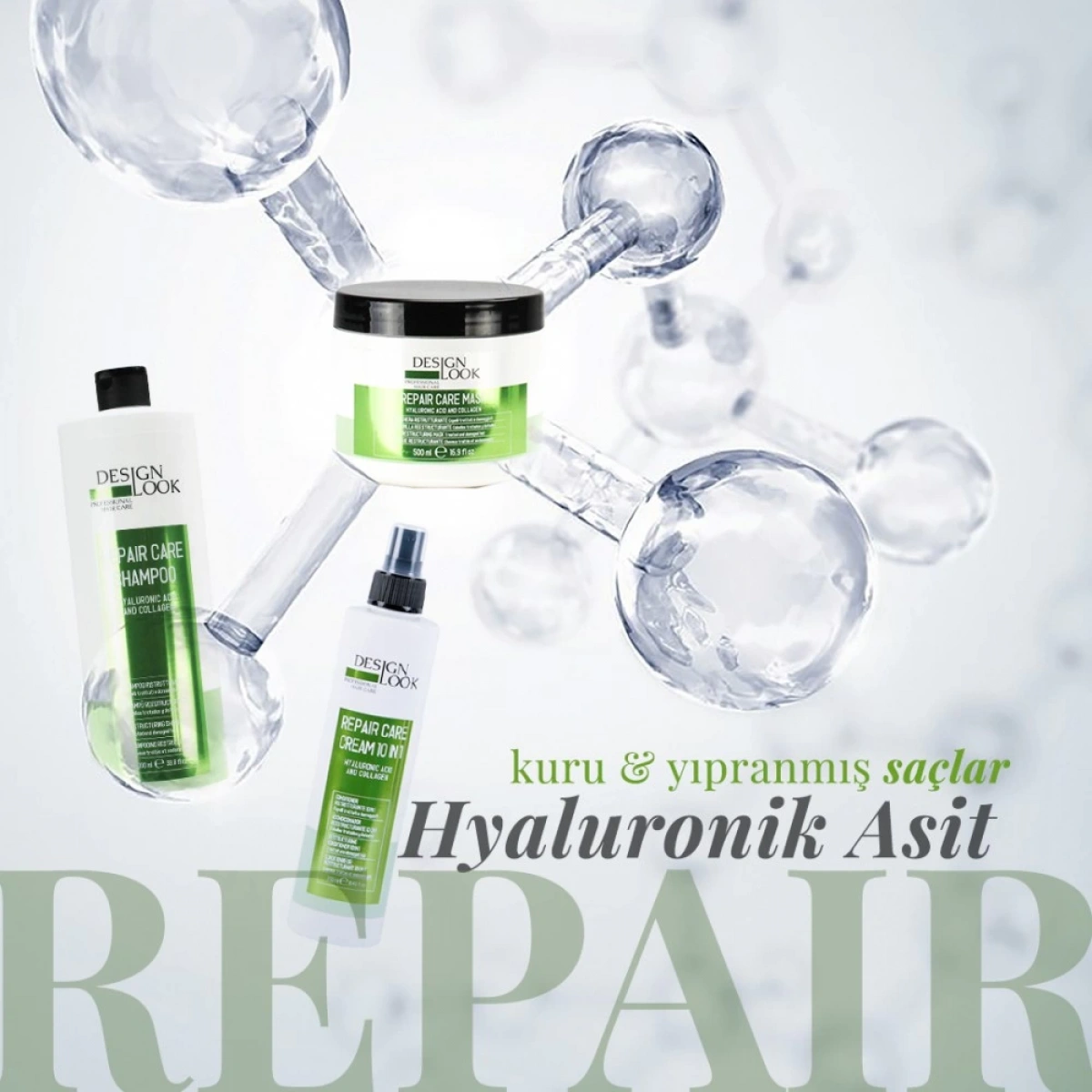 Designlook Repair Care ВОССТАНАВЛИВАЮЩИЙ ШАМПУНЬ С ГИАЛУРОНОВОЙ КИСЛОТОЙ И КОЛЛАГЕНОМ 300ML